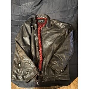 Distressed BKE Bomber Jacket Brown Men's Size L Zipper Accents Pockets Casual